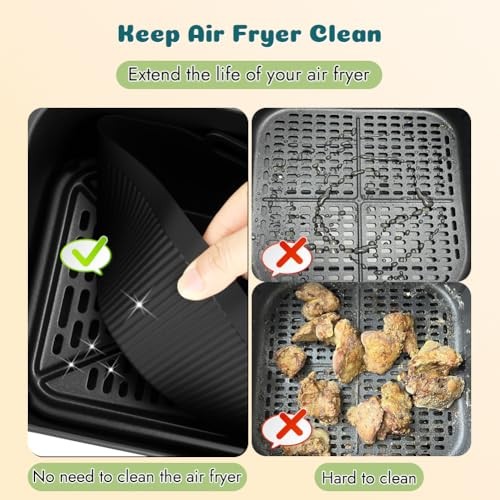 BYKITCHEN Small Silicone Air Fryer Liners 5.5in Reusable for 1.5-3 QT Air Fryers