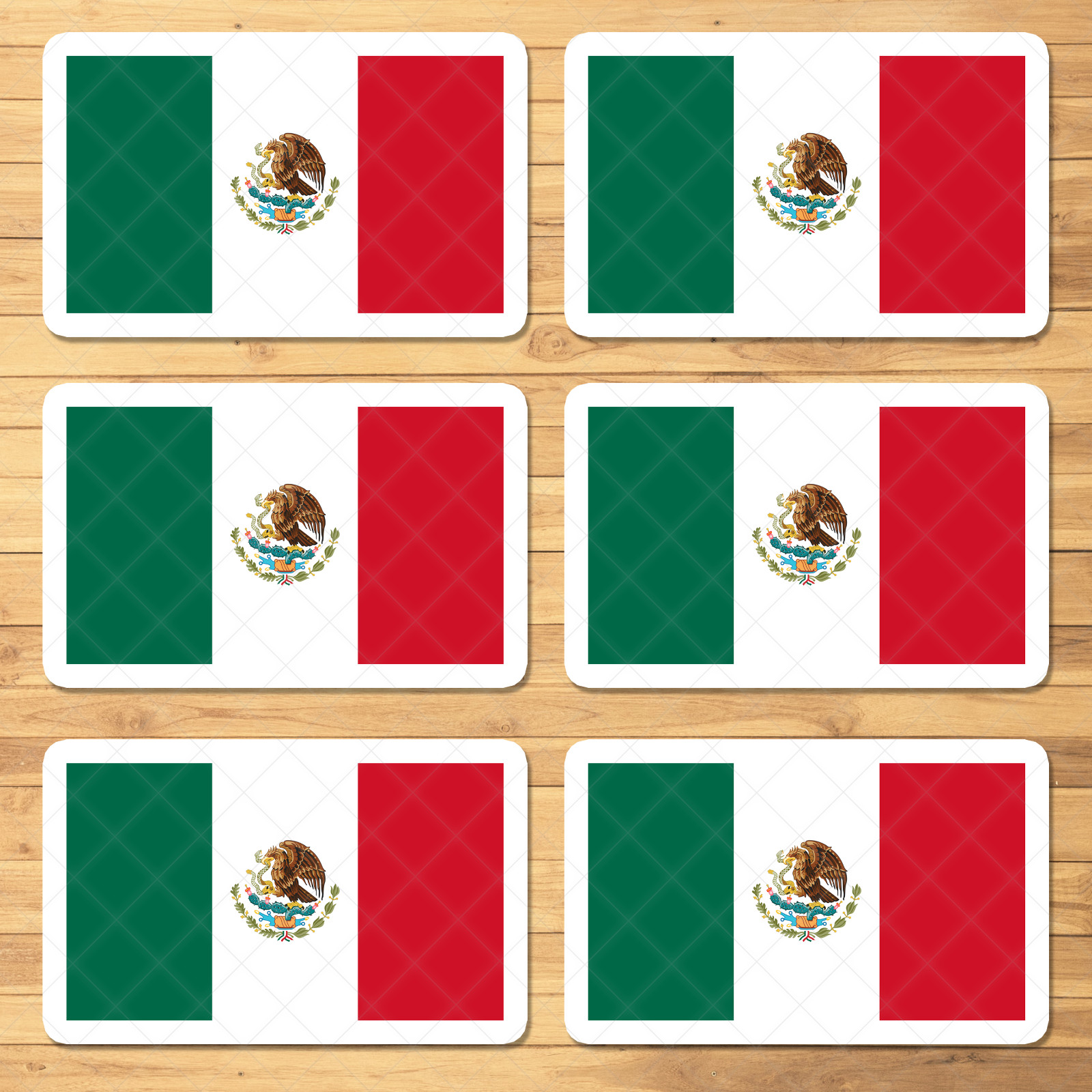 6-Pack Vibrant Mexico Flag Stickers – Durable Vinyl for Cars, Laptops, Windows