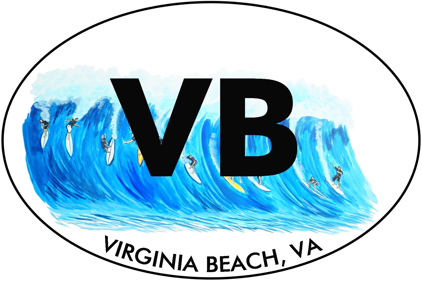 VB Virginia Beach Surfing High Quality Vinyl Decal Sticker – Car Tumbler Cooler