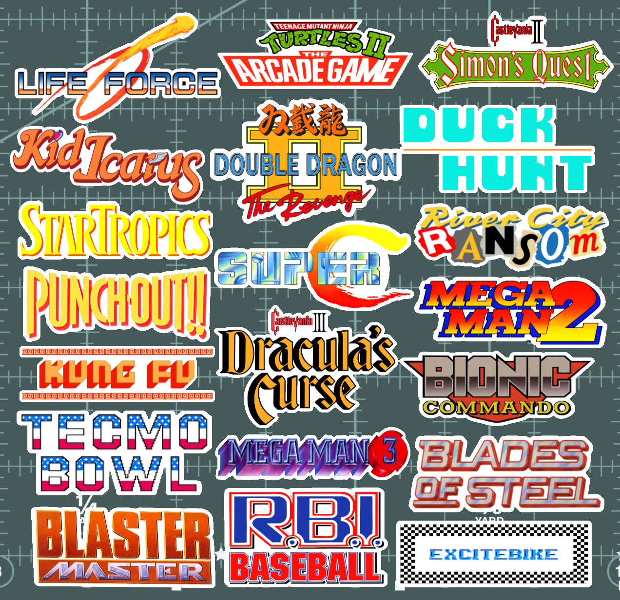 20 Nintendo NES Logo Stickers – White, Clear or Holographic – Waterproof Vinyl