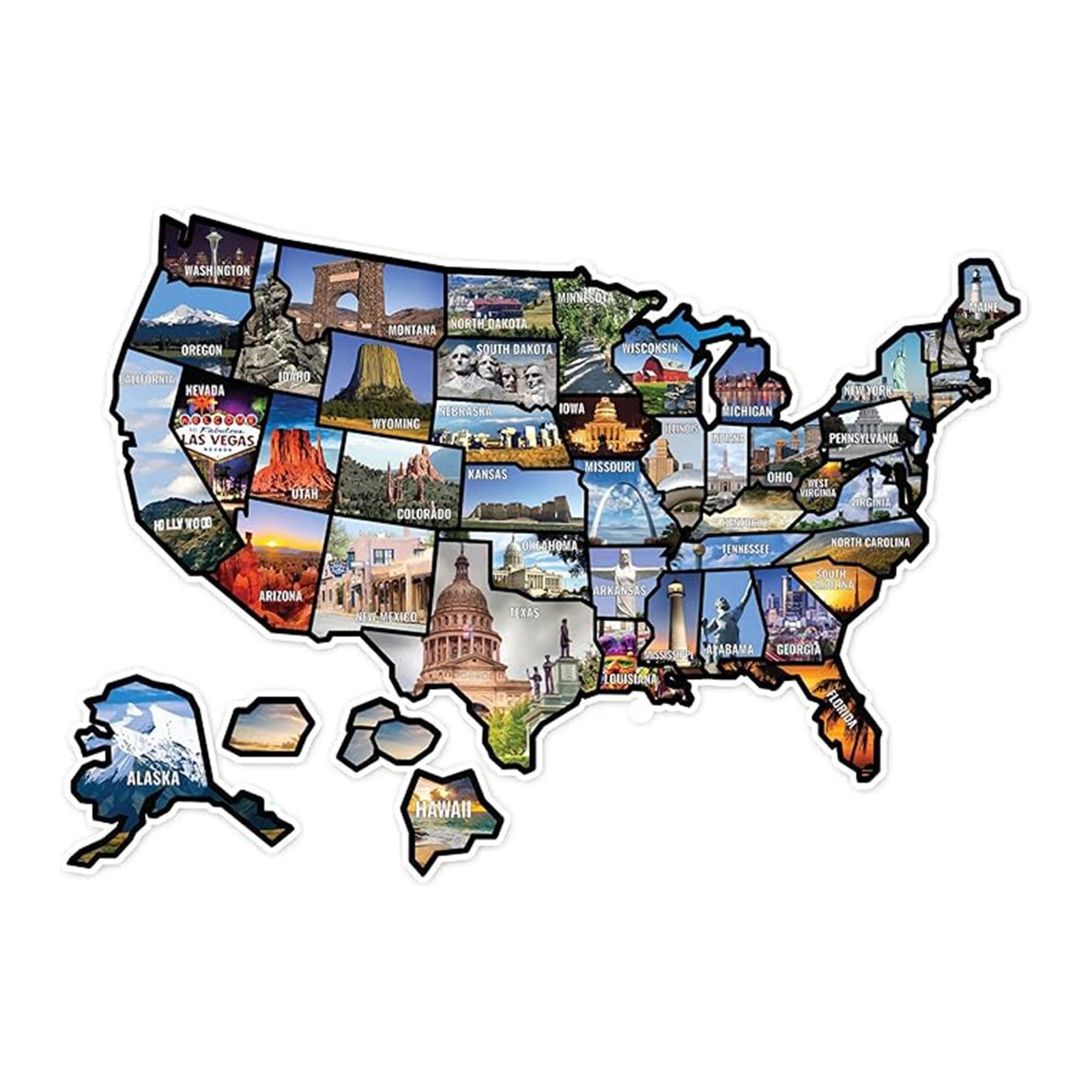 RV State Sticker Travel Map XL 21in x 15in 50 States Photo Map by Wander Camp