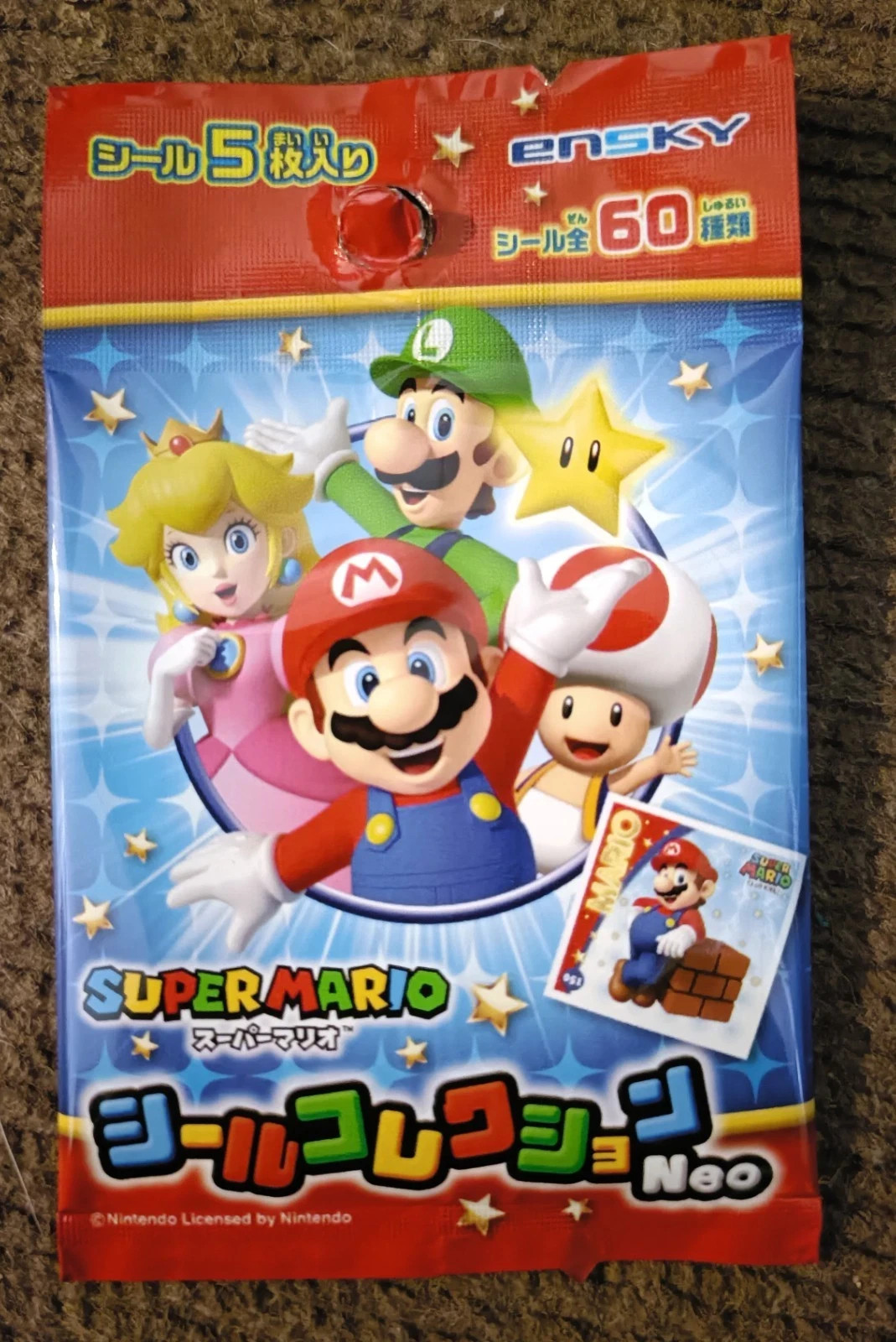 Set of 5 Super Mario Stickers/Decals-Pack from Japan-New in Sealed Package-COOL!