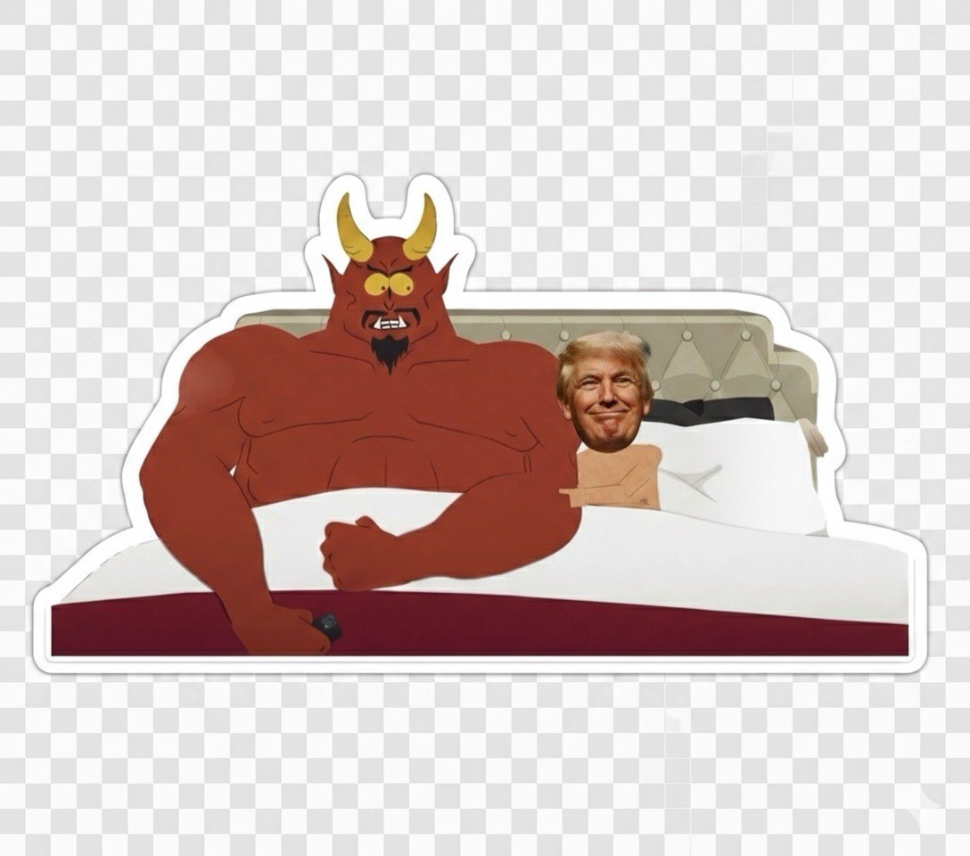 Funny Anti Trump With Devil 4” Sticker For Tumbler, FDT, South Park, Anti ICE