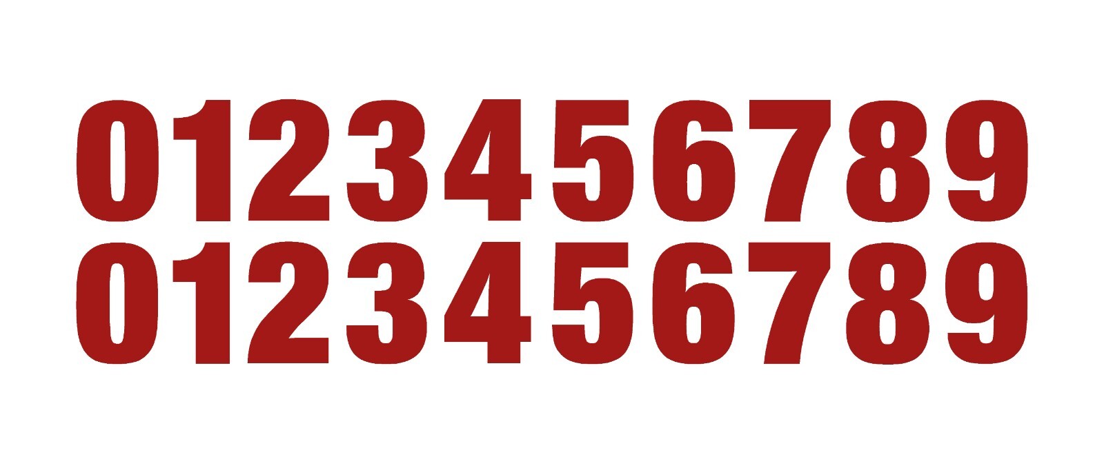 0-9 Reflective Numbers Red Sticker Vinyl Decal pick 1"-12" Set Of 20 (RV2-2)