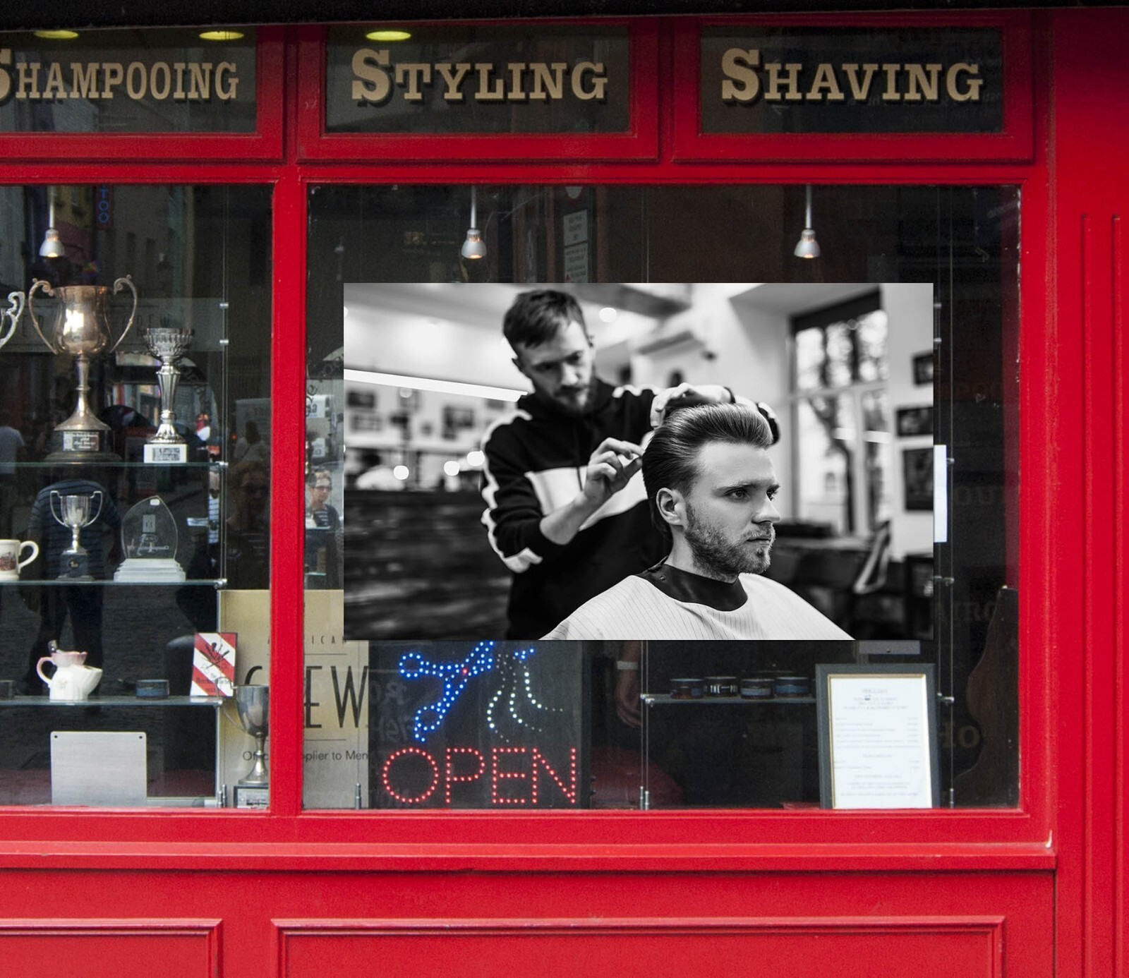 3D Man Hair Cut K1345 Barber Shop Window Stickers Vinyl Wallpaper Wall Murals Ka