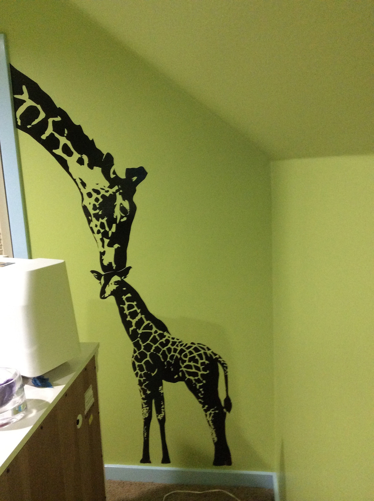 Baby Giraffe Decal Mother Giraffe Wall Decal Sticker. Africa Safari (Black) #384