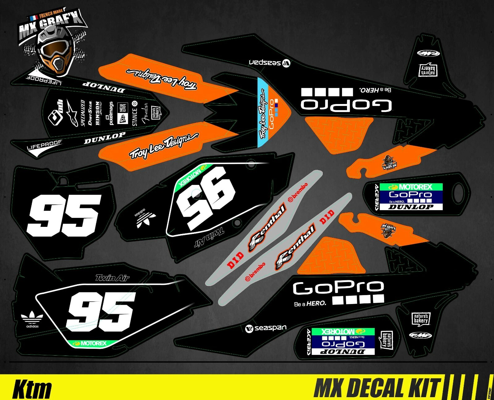 Motorcycle Decal Kit For KTM SX / SX-F – GoPro Black