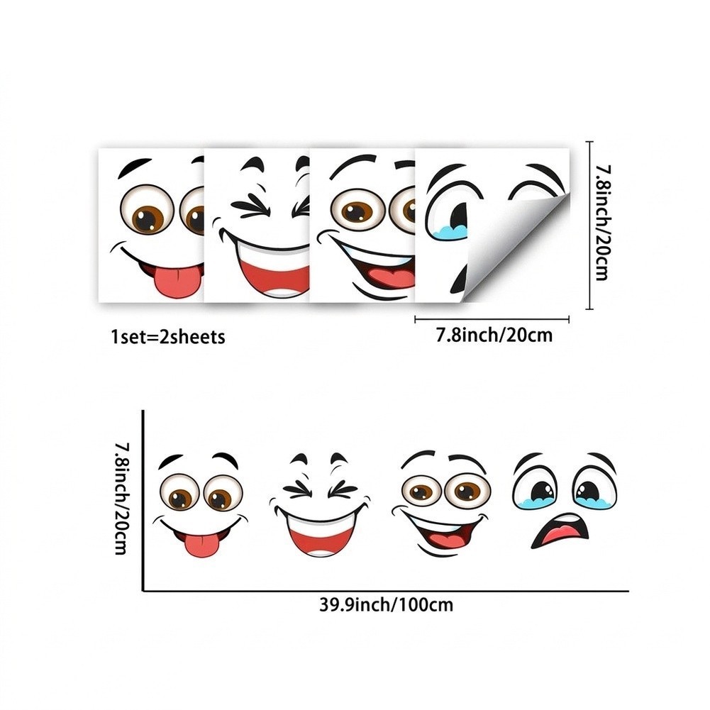 Fun Emoticon Vinyl Stickers for Wheelie Bins 15×32 Inch For Trash Can Decor
