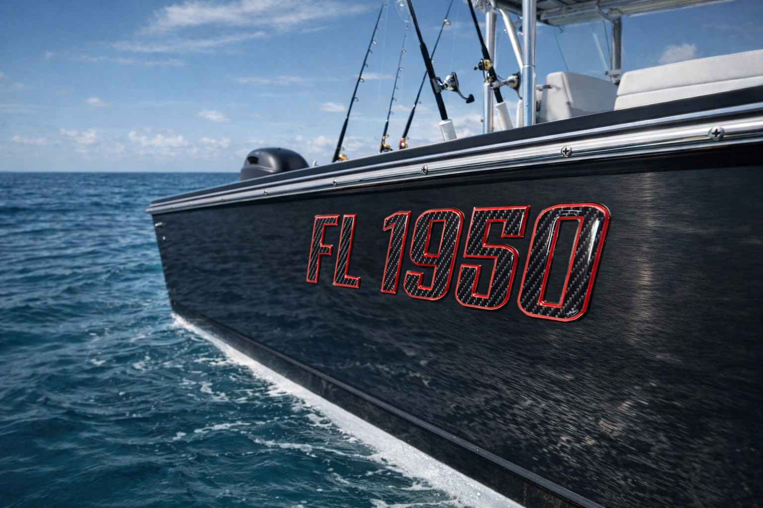 BOAT PWC LETTERS & NUMBERS REGISTRATION – RAISED CARBON FIBER 3D DECALS