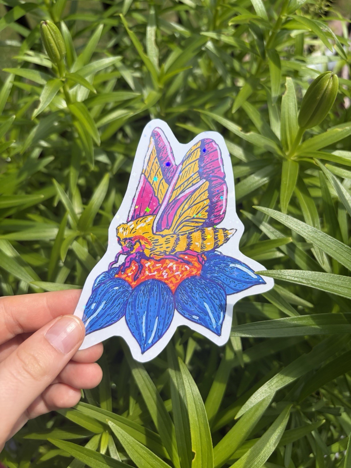Sunset Moth Waterproof Sticker: Aesthetic Vinyl Insect Art Decal