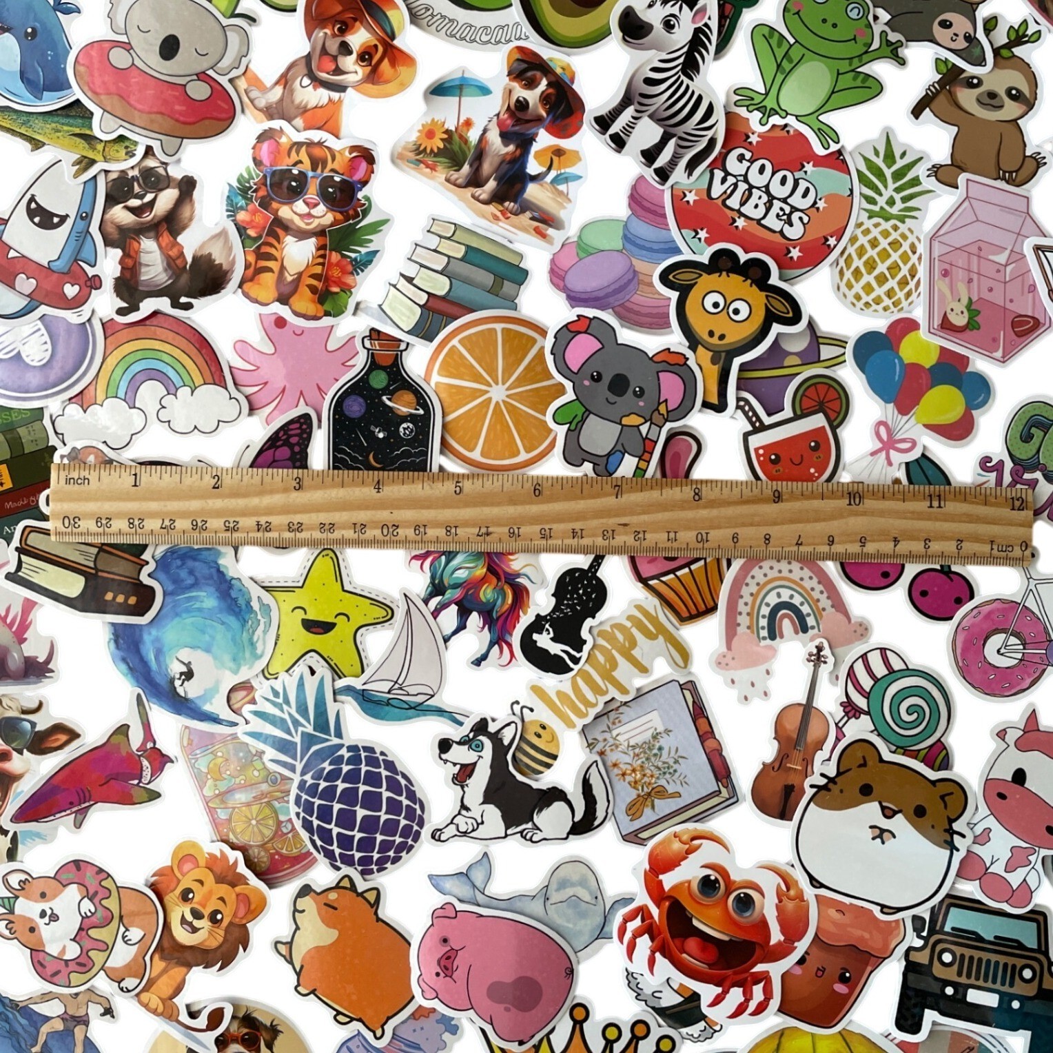 New 300+ Vinyl Stickers LOT Waterproof Fun Colorful Kawaii Animals Food Plants