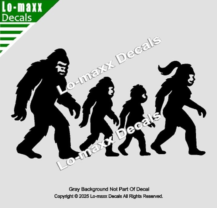 Bigfoot Sasquatch Family Vinyl Decal Die Cut Sticker for Car Truck SUV Window