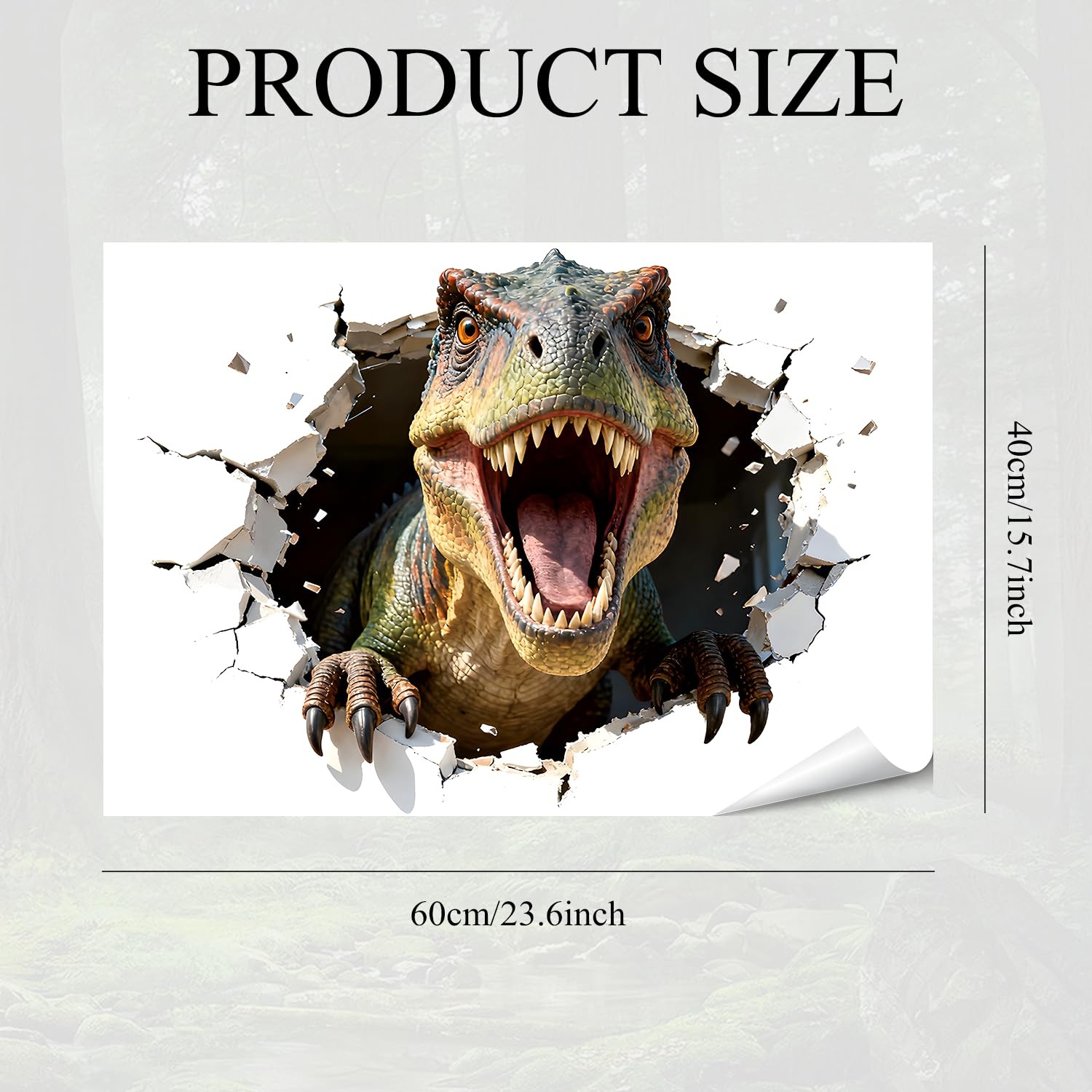 Dinosaur Wall Decals, 3D Large Dino Crack Wall Stickers – Peel and Stick Wall…