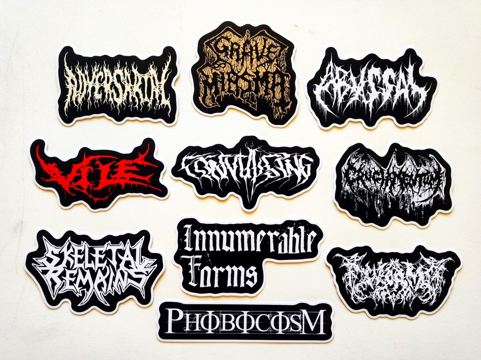 Death Metal Sticker Pack (10) Set 19 Vile Skeletal Remains Innumerable Farms