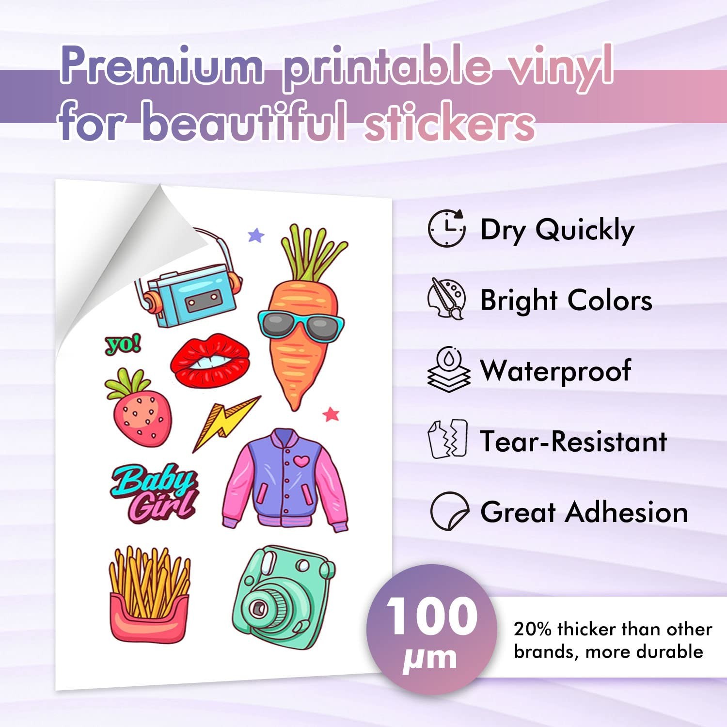 Koala Inkjet Printable Vinyl Sticker Paper for Inkjet Printer – 50 Sheets Whi…