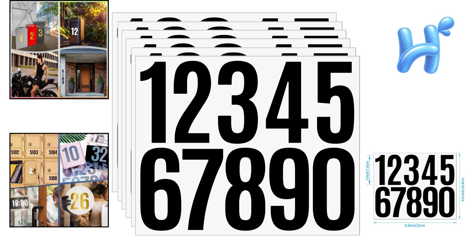 Large 3-Inch Vinyl Number Stickers – 60 Durable Address Labels for All Surfaces