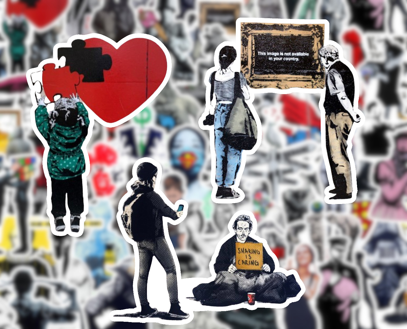 25/50 Street Art Sticker Pack – Waterproof Vinyl – Banksy Graffiti Dolk