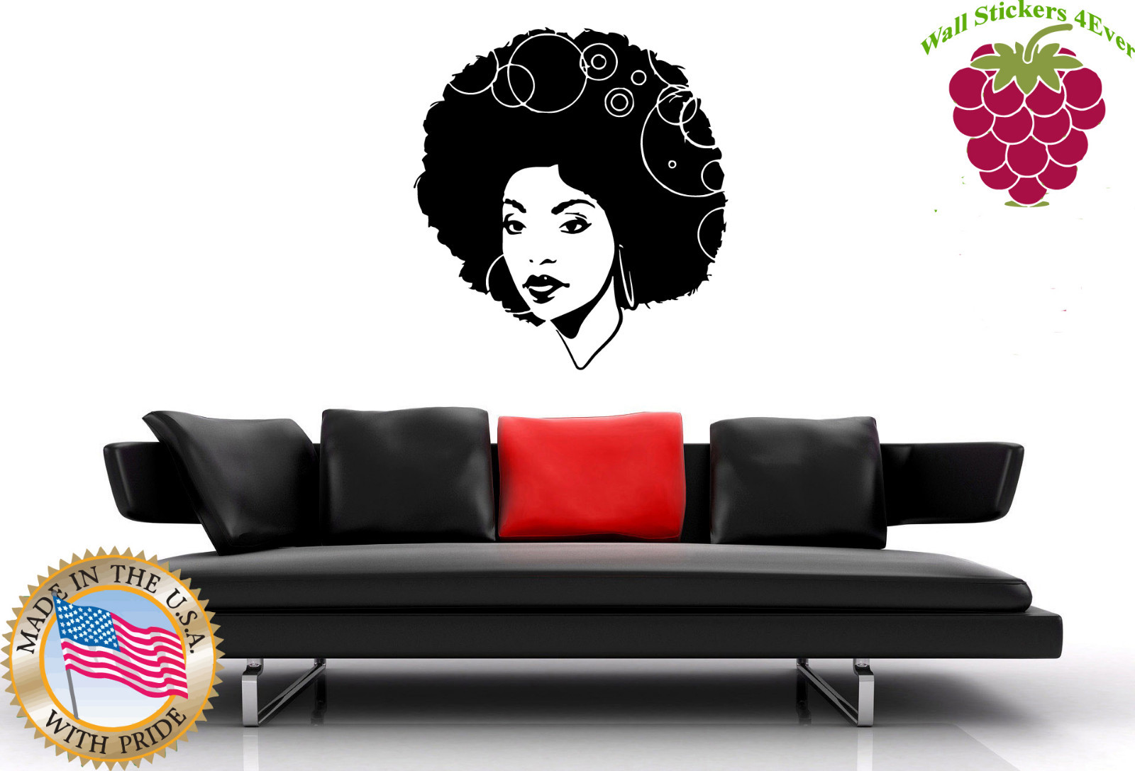 Wall Stickers Vinyl Decal Black Sexy Hot Gorgeous African Afro Hair em449