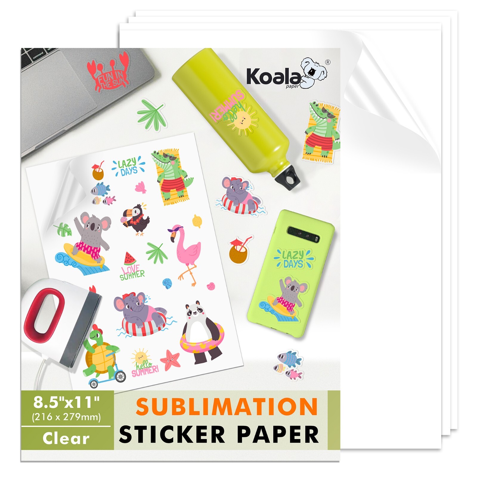 Koala Sublimation Sticker Paper 25 Sheets 8.5×11 Waterproof Matte Clear Outdoors