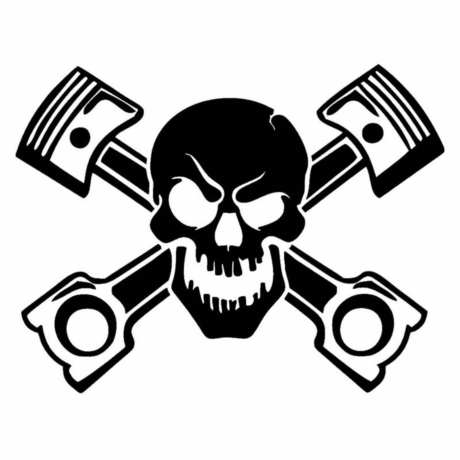 Vinyl Decal – Skull and Piston Crossbones