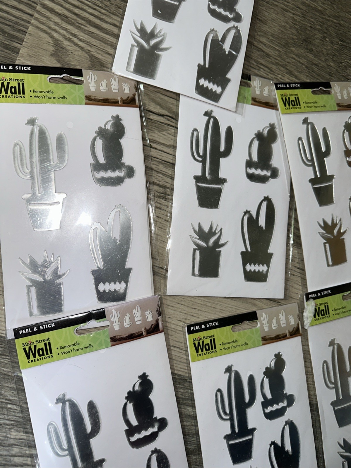 Main Street Wall Creations Peel & Stick Cactus Succulents Mirror Plants Set Of 7