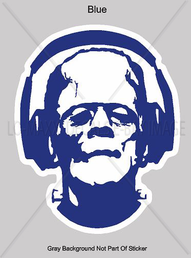 Frankenstein With Headphones Spooky Cool Hot Monster Art Decor Printed Sticker