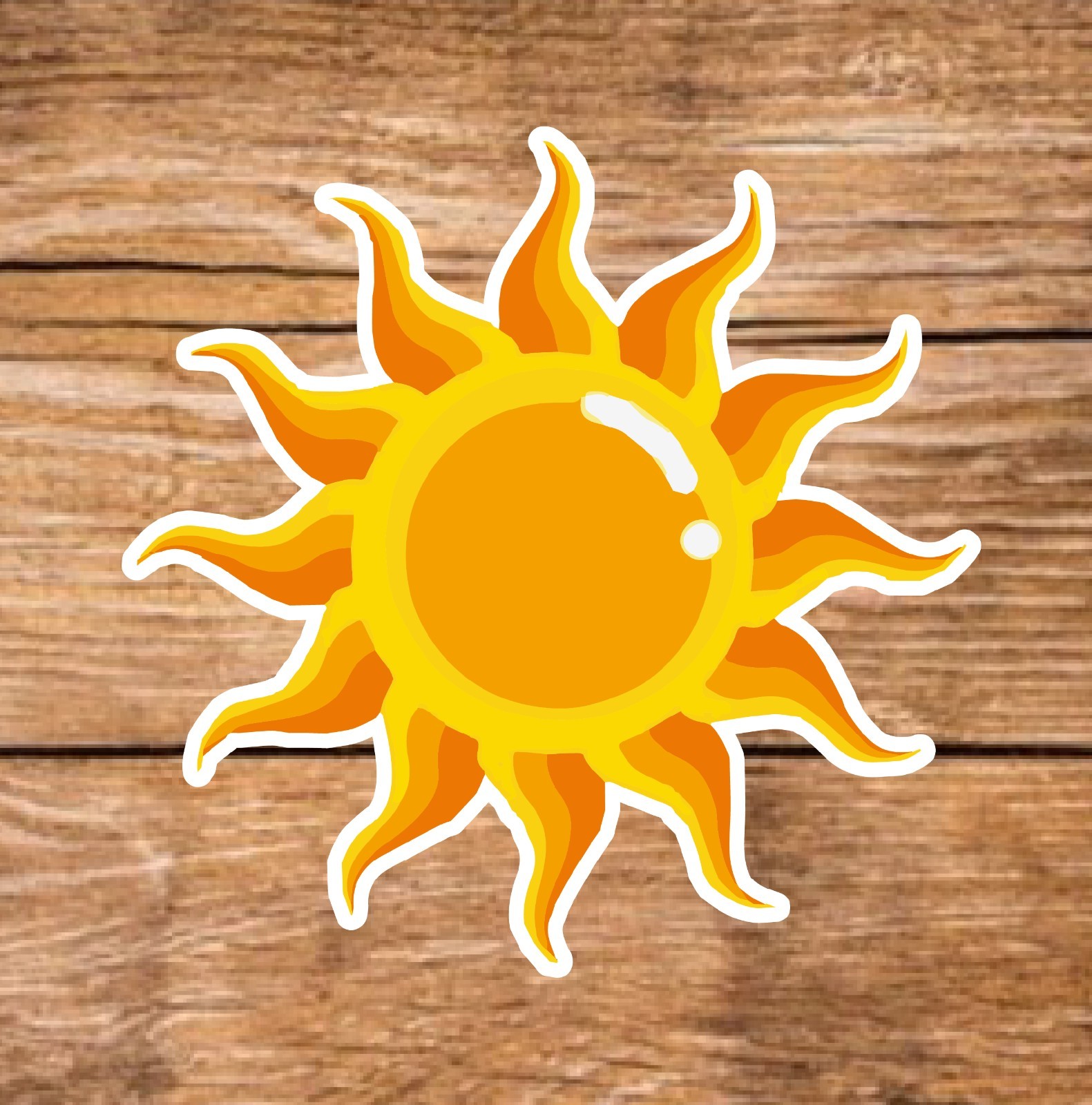 Sun – 2 Pages (20 Sticker Set) 2in, Waterproof, Glossy Finish Vinyl.