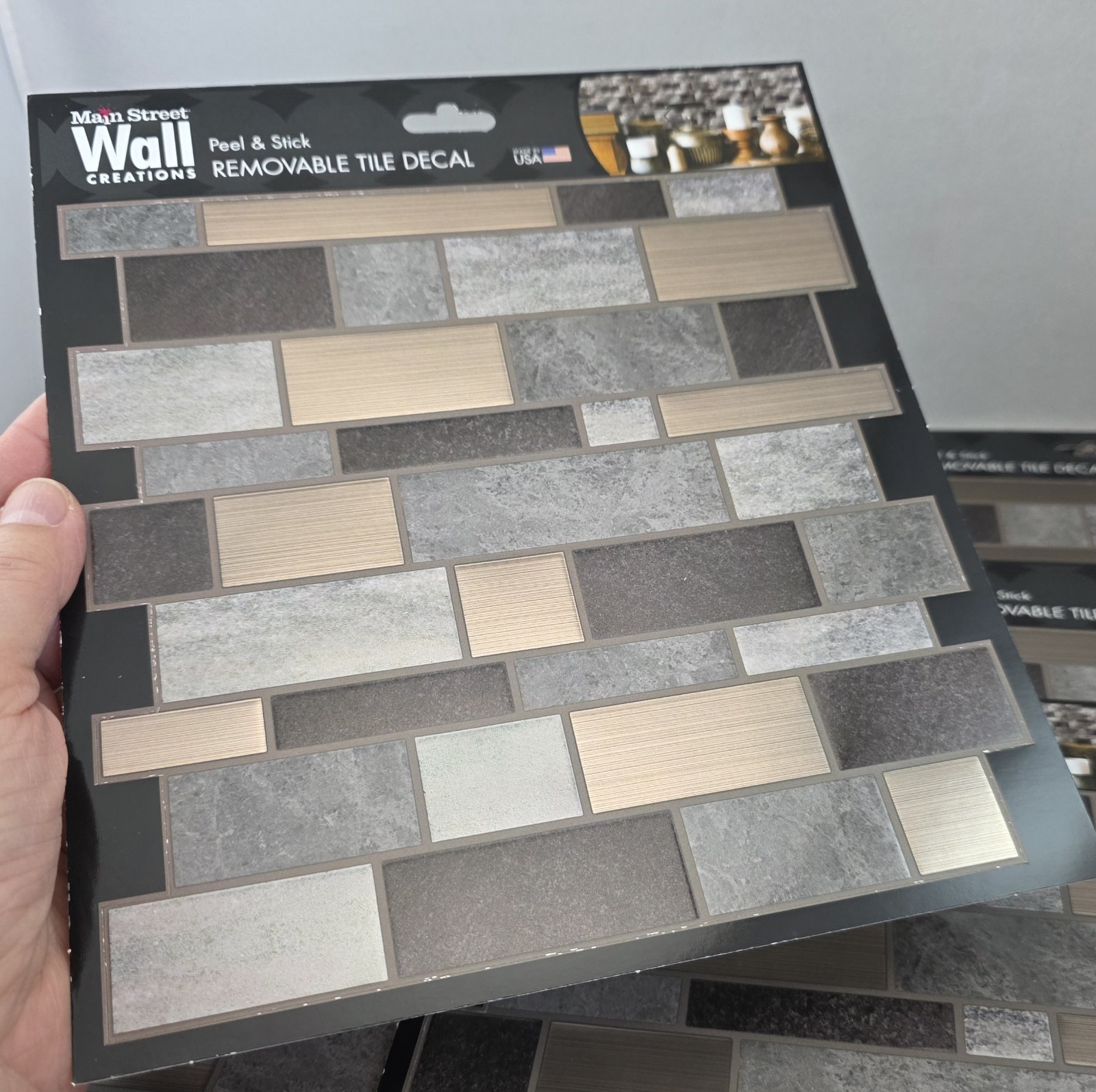 Main St Wall Creations Earth & Metal Mosaic -18- Peel & Stick Tile Decal Panels