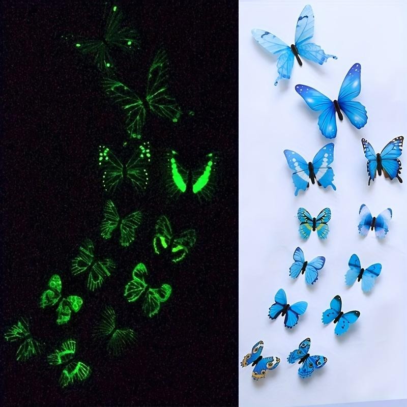 12PCS 3D Luminous Butterfly Wall Stickers DIY Home Room Decors Gift