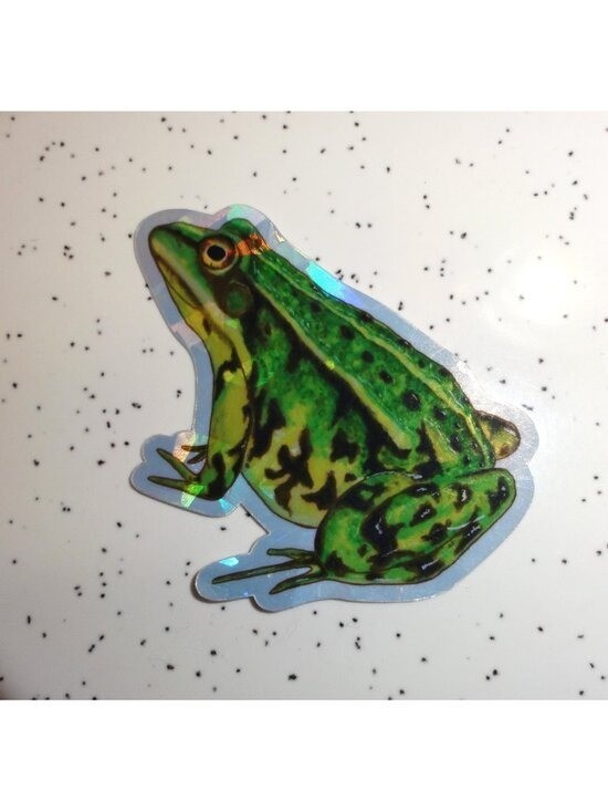Leopard Frog Sparkle Sticker holographic finish unique handmade