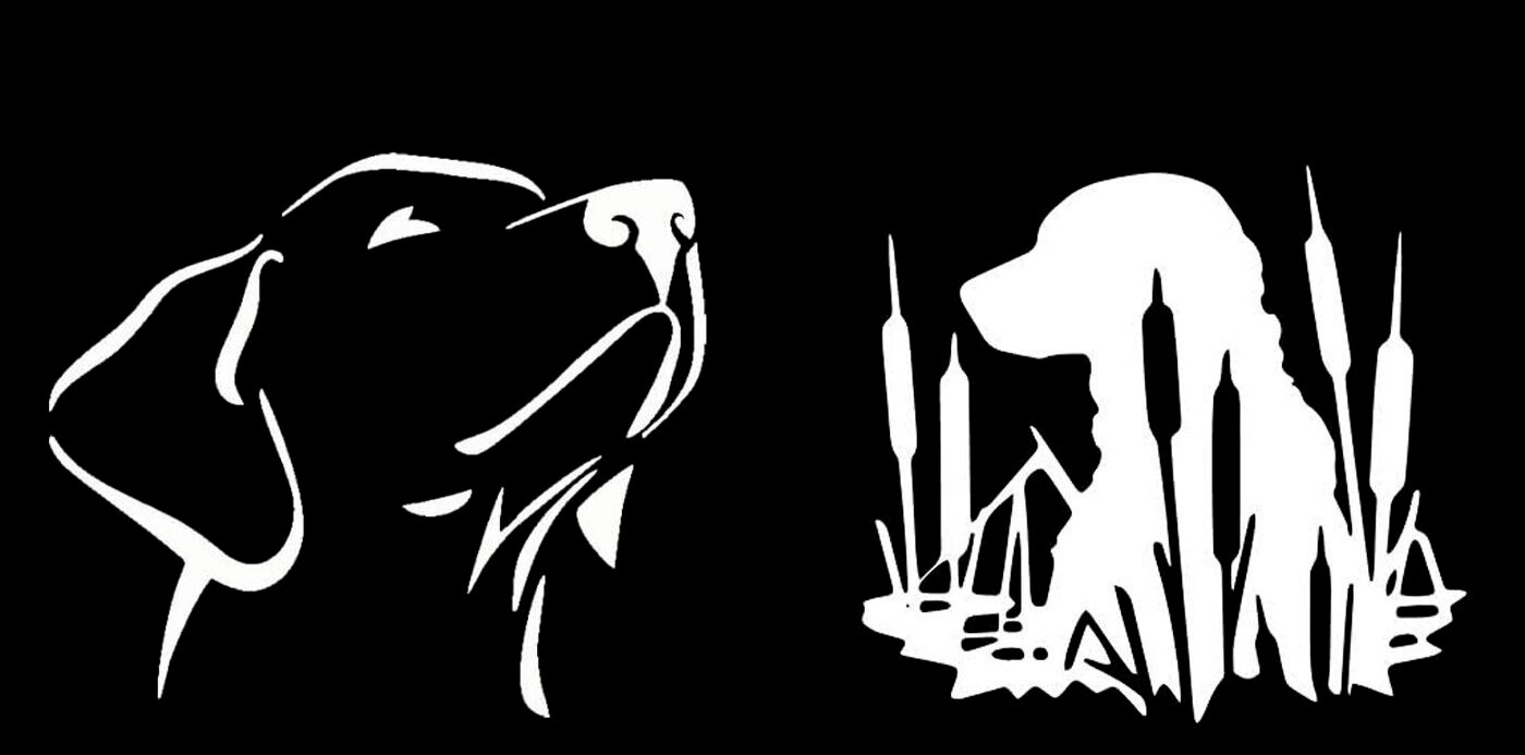 Labrador Retriever Lab Hunting Two White Vinyl Decal Car Window Laptop Tablet