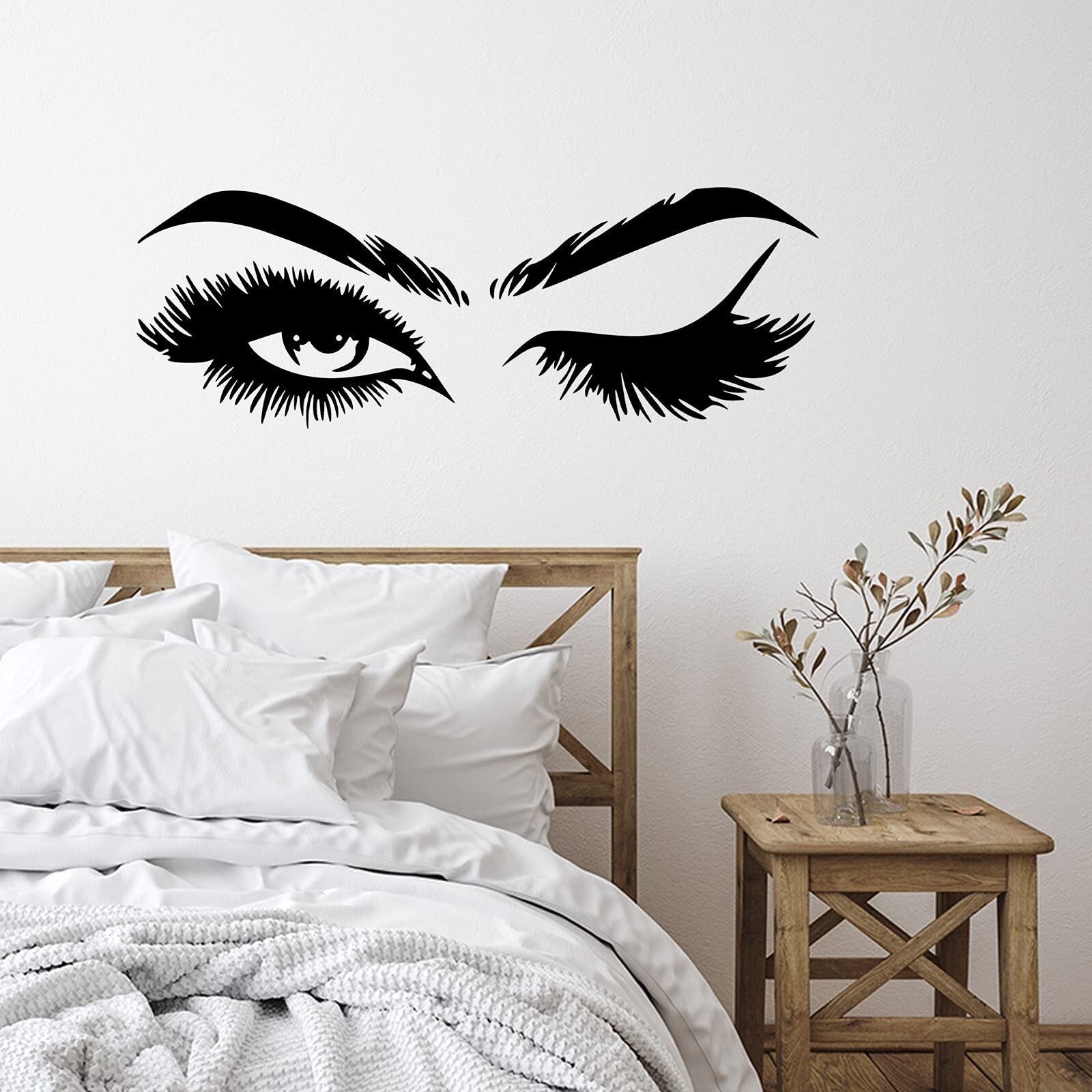 2 Pieces Eyes Wall Decal Big Eyes Wall Stickers Fashion Eyelash Wall Sticker …