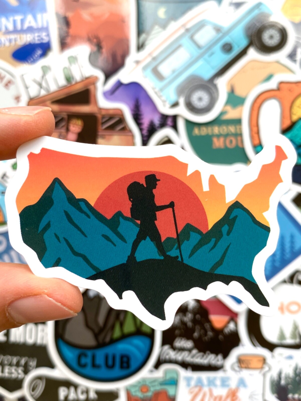 5-100 pcs Hiking Adventure Camping Outdoor Travel Stickers, Vinyl Laptop Decals