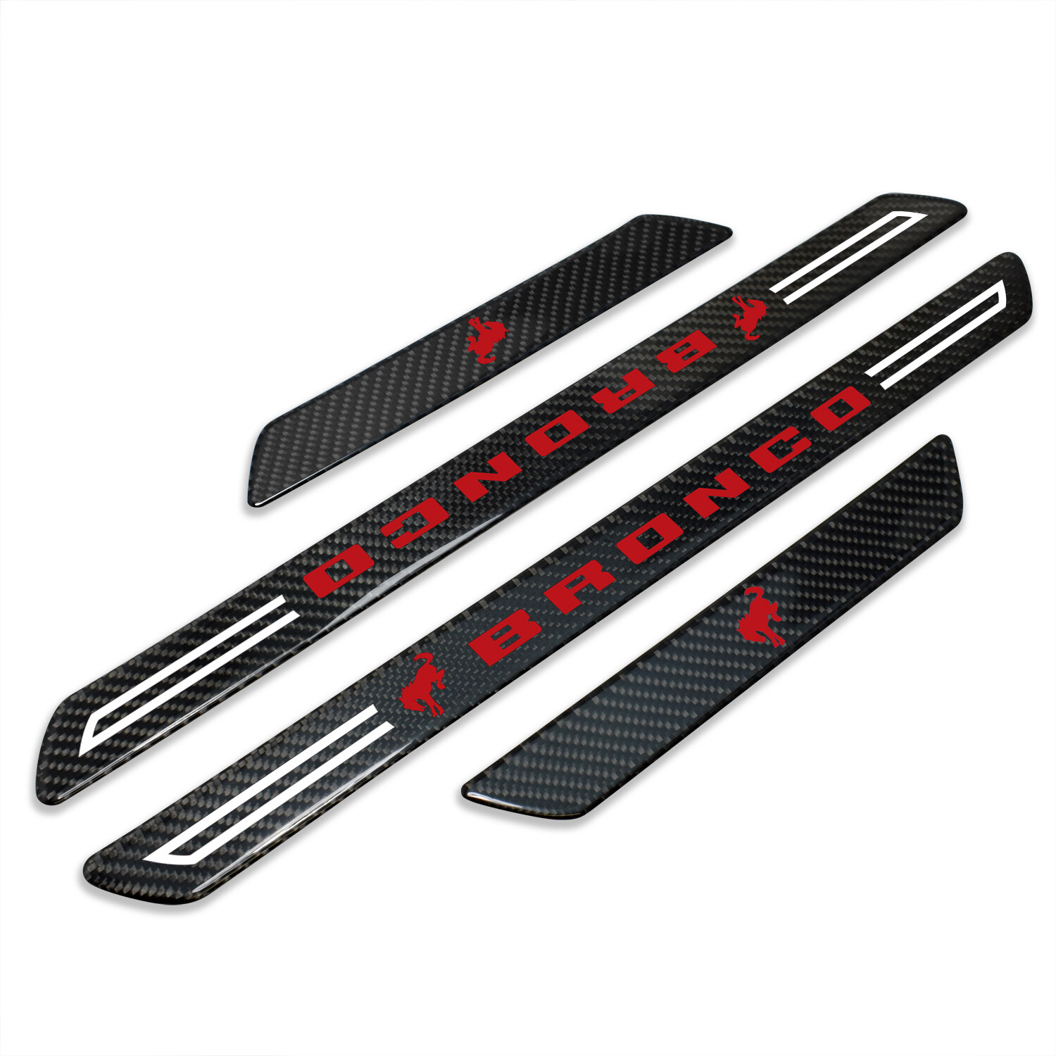 Ford new Bronco in Red Carbon Fiber 4 Pcs Universal Door Sill Plates