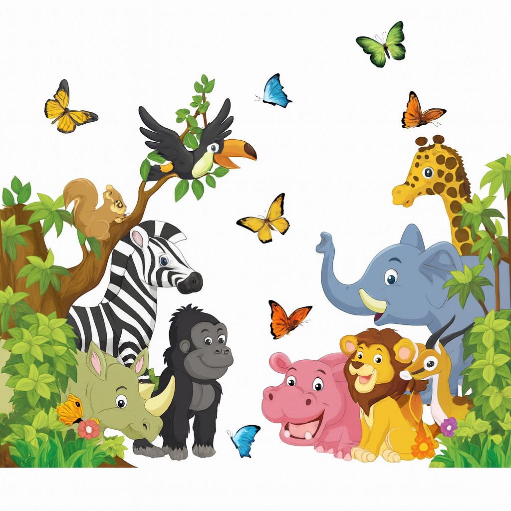 Jungle Safari Animal Wall Stickers Kids Room Nursery Wallpaper Décor Art