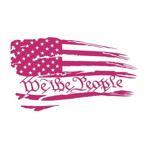 American USA Distressed Flag With We The People Die Cut Decal