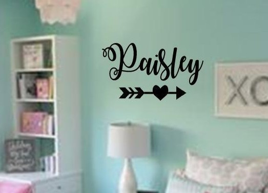 PERSONALIZED NAME HEART ARROW Vinyl Wall Art Decal Kids Children Nursery Room 48