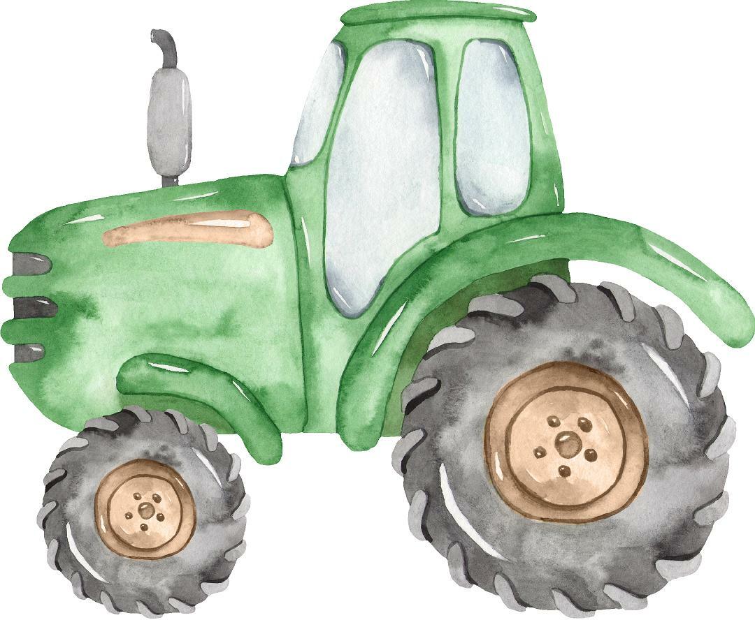Watercolor Green Farm Tractor Wall Decal Removable Fabric Vinyl Wall Sticker