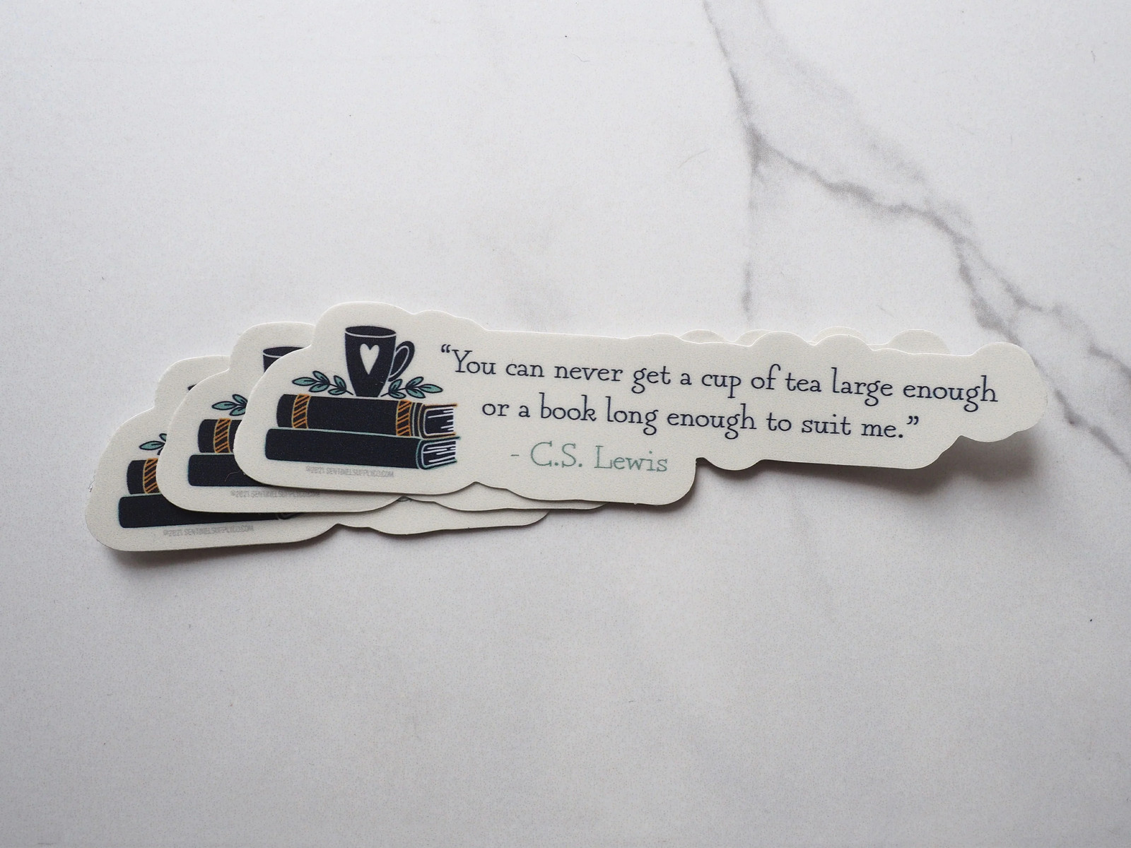 Tea & Books CS Lewis Quote Sticker