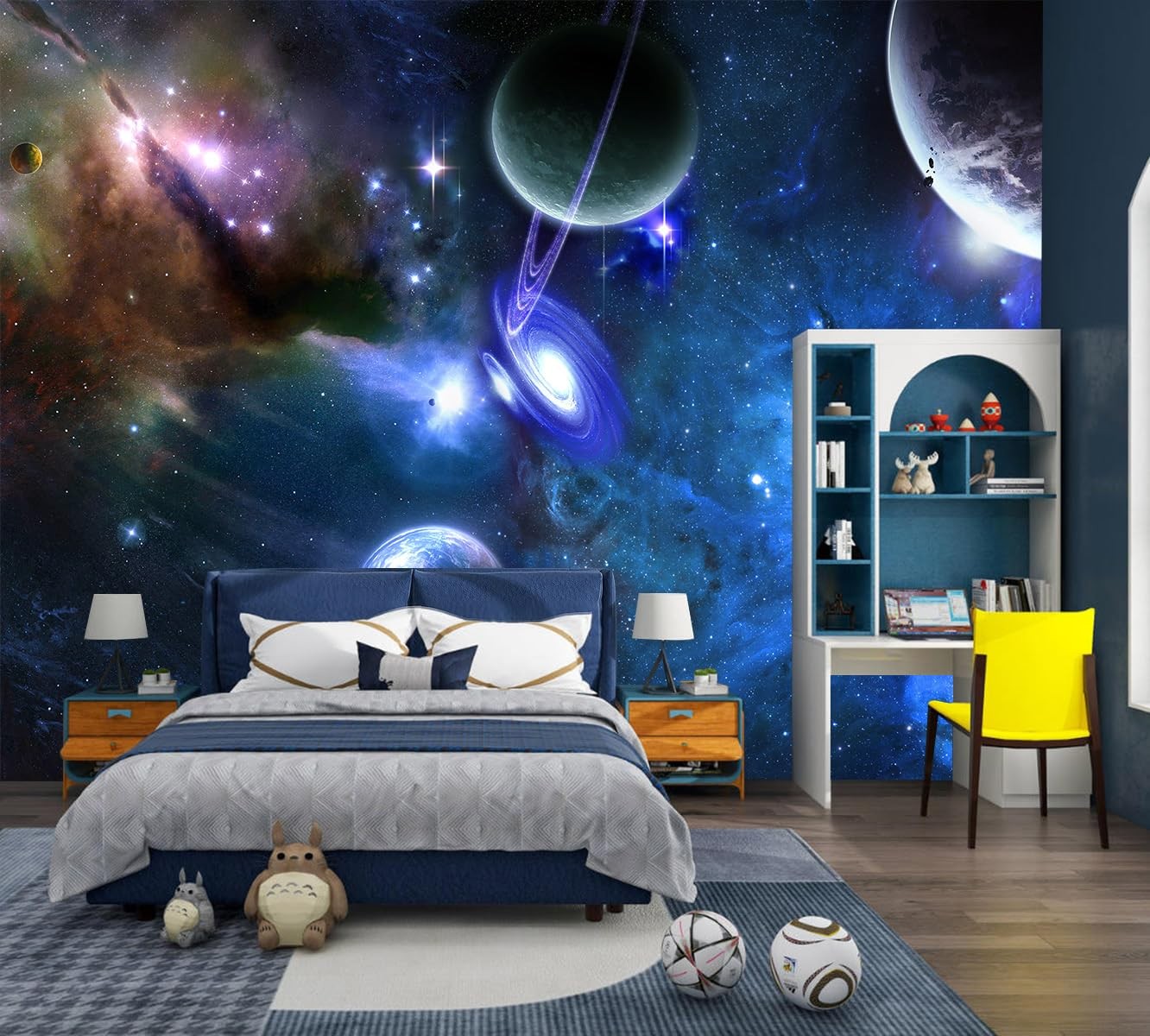TUNDJ Galaxy Planet Wallpaper Mural Peel and Stick for Ceiling 82"x57"