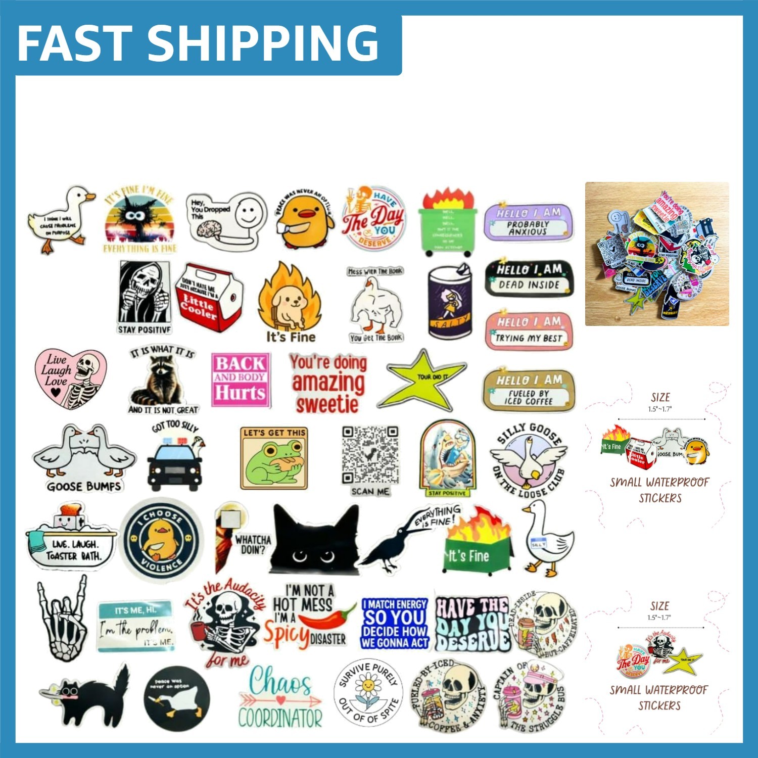 50 Irresistibly Funny Waterproof Stickers – Meme Fun for Adults Everywhere
