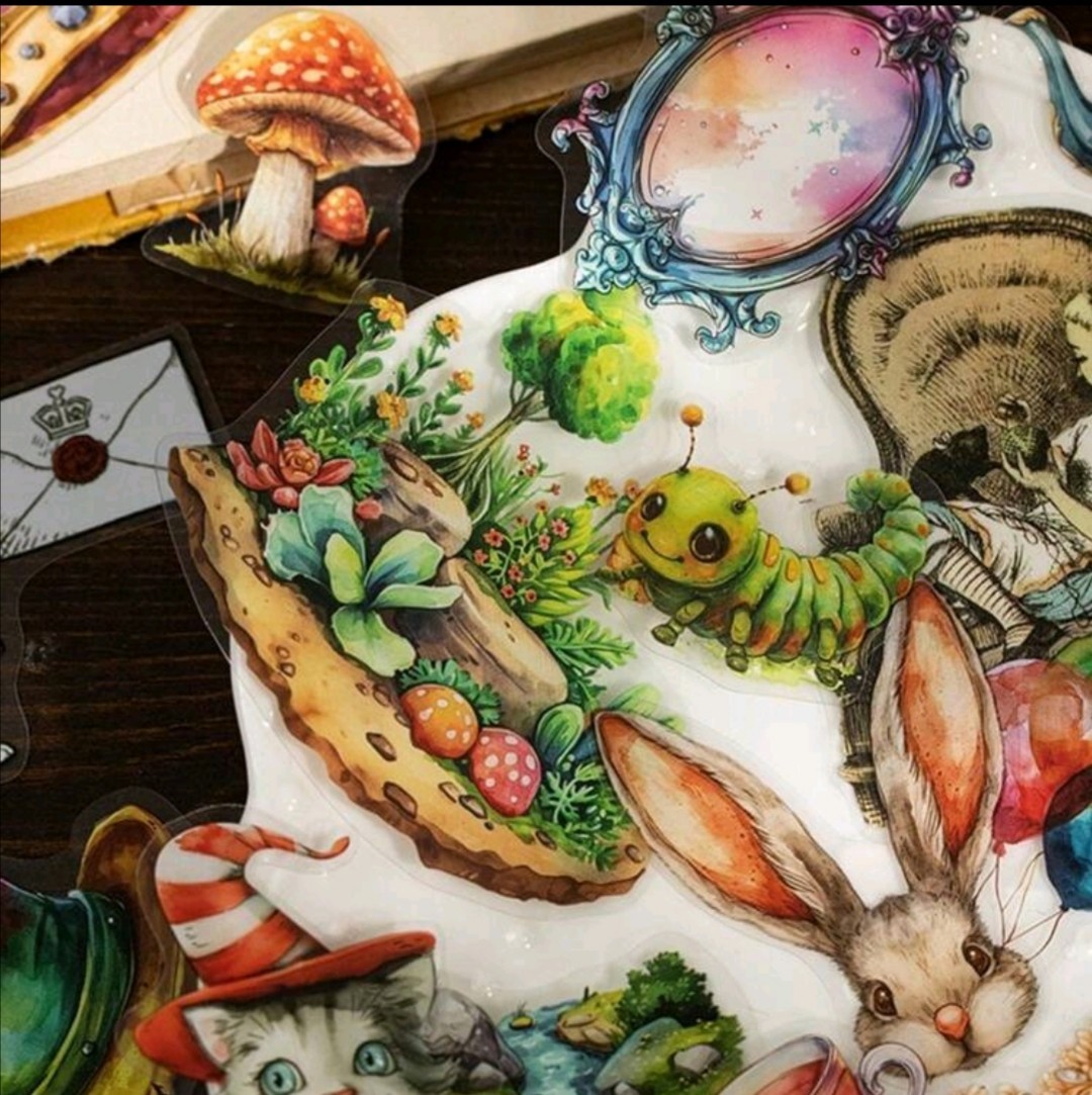 20 PCS Alice In Wonderland (Unofficial) PET Stickers BRAND NEW