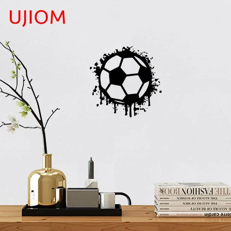 UJIOM 13cm Football Crack 3D Wall Stickers Moisture-proof Decals Tear Painting