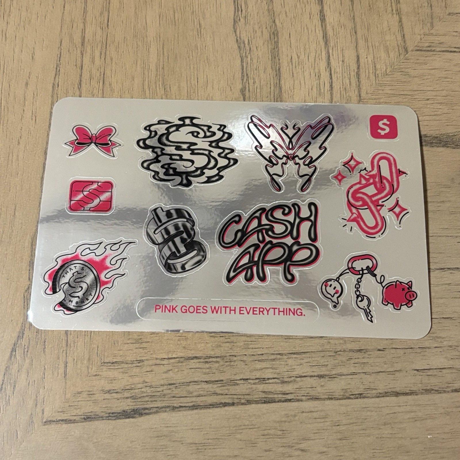 Cash App Debit Card Sticker Decals Sheet Pink Holographic Set 5.5” x 8.5”