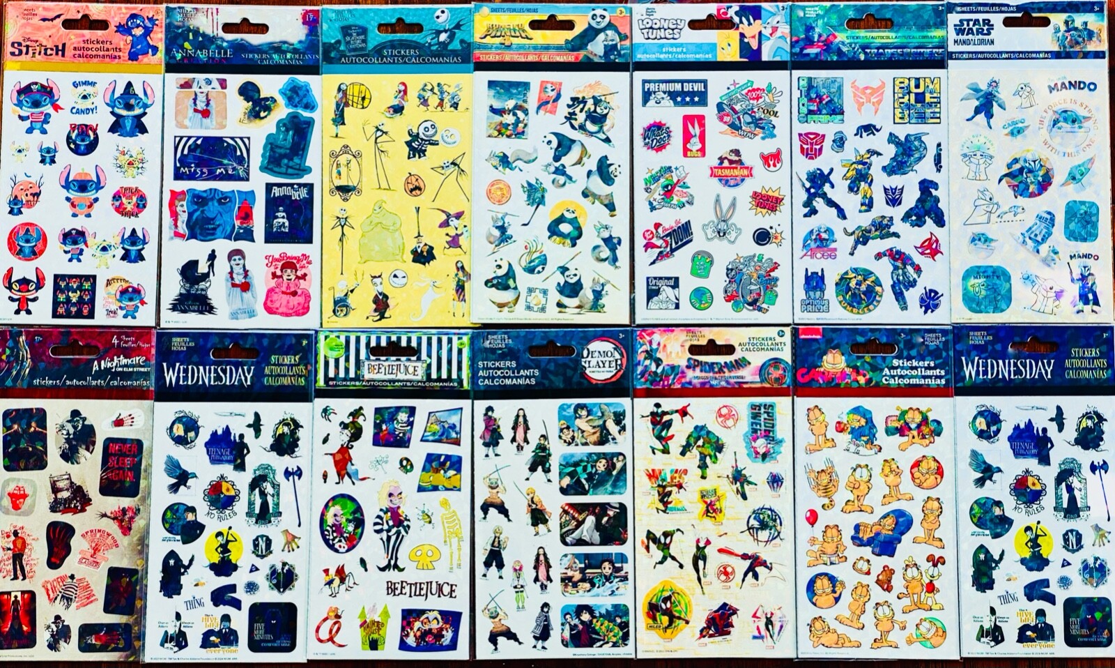 349+ STICKER LOT STITCH GARFIELD SPIDERMAN KUNG FU PANDA HELLO KITTY WEDNESDAY +