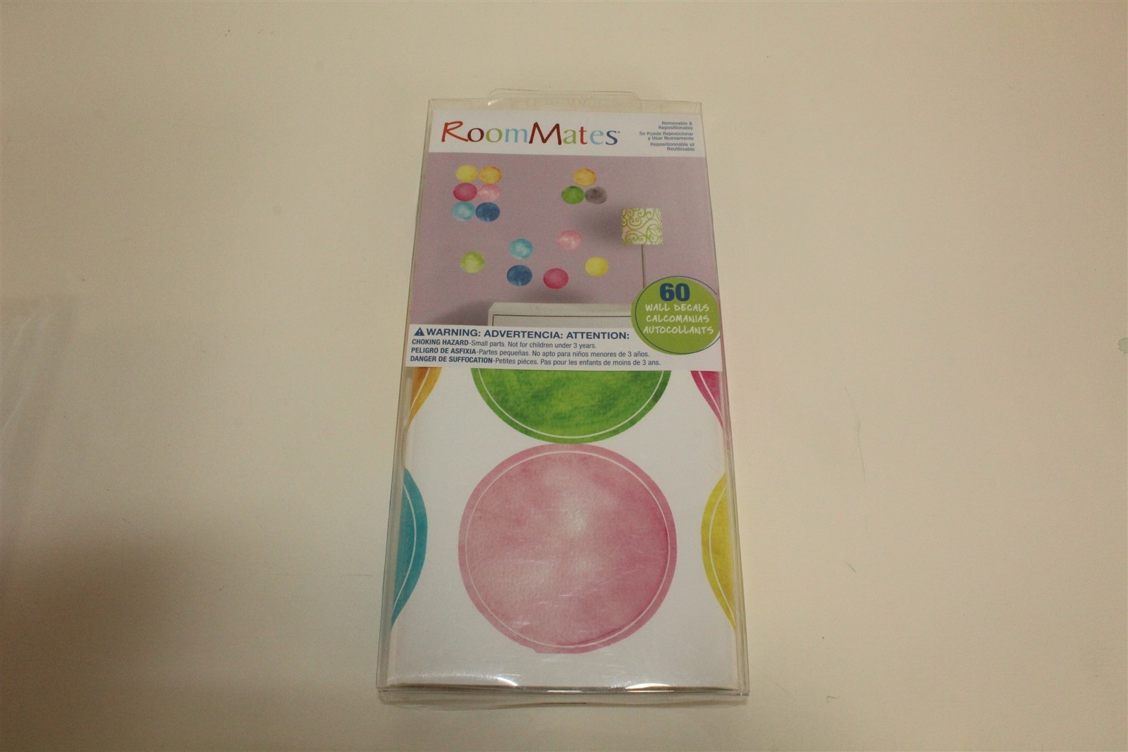 RoomMates 60 Self Adhesive Watercolor Dots Peel and Stick Wall Decals