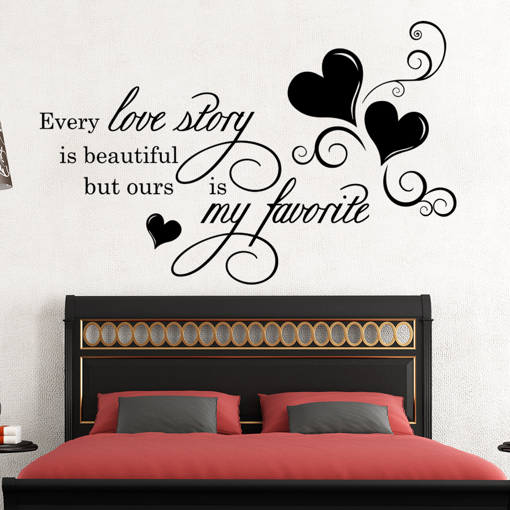 Quote Wall Decal Every Love Story Is Beautiful Sticker Bedroom Decor Vinyl MA5