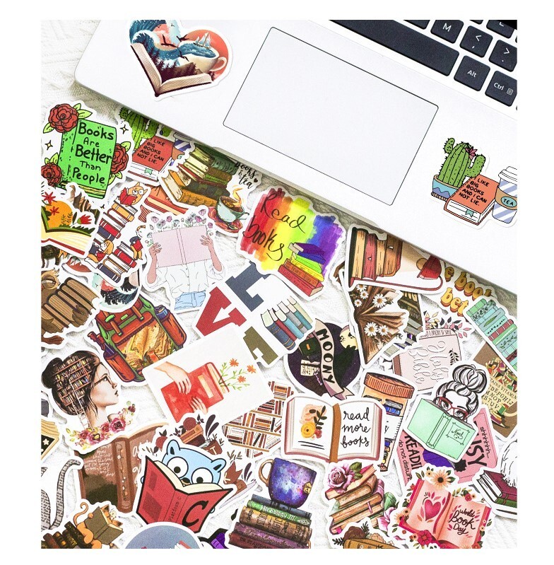 300pcs Book Lover Vinyl Stickers, Love Books, Book Worm, Reading 024252626-1
