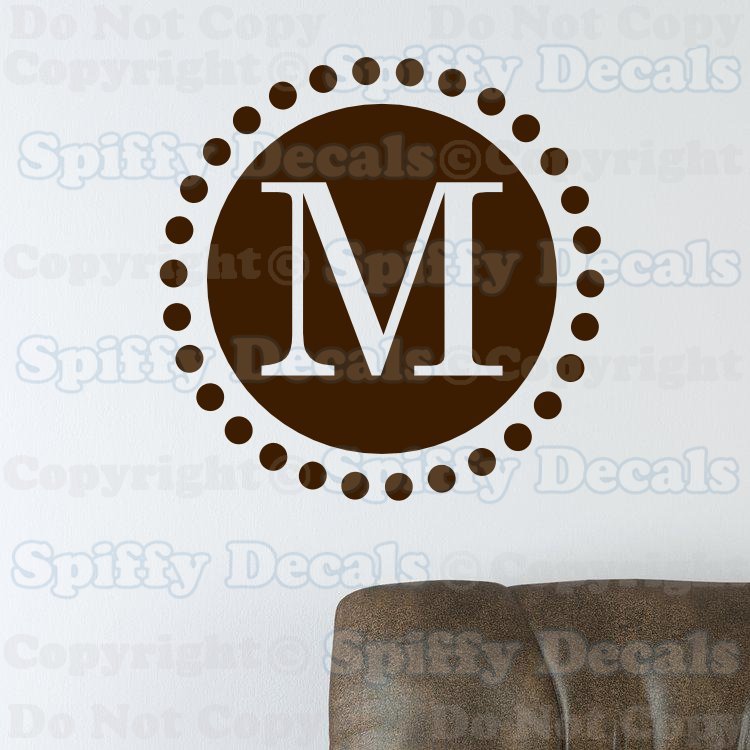 PERSONALIZED CUSTOM CIRCLE INITIAL MONOGRAM Lettering Vinyl Wall Decal Sticker