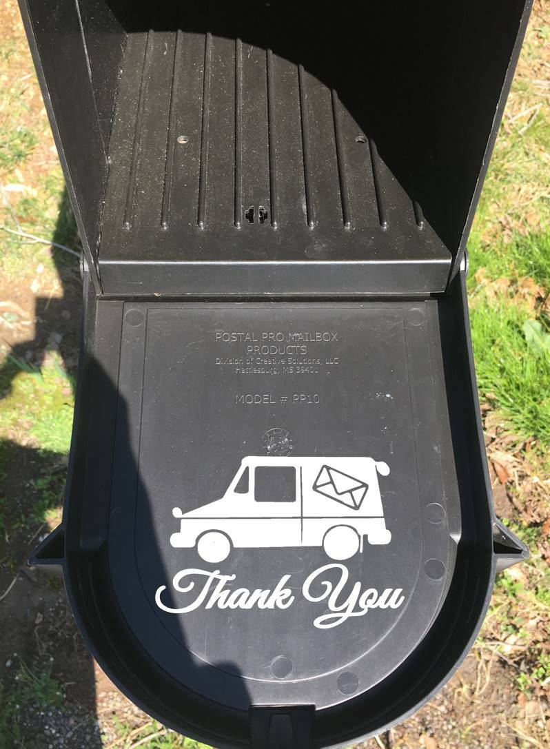 Mailbox Decal Thank You OS 035 4" Sticker us mail carrier thanks